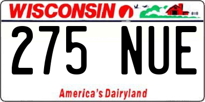 WI license plate 275NUE