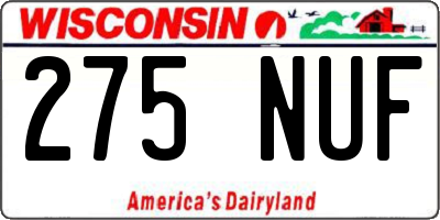 WI license plate 275NUF
