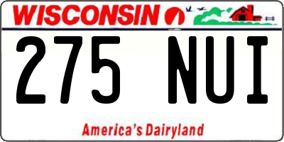 WI license plate 275NUI