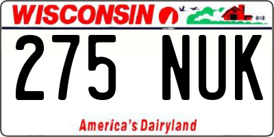 WI license plate 275NUK