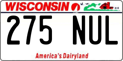 WI license plate 275NUL