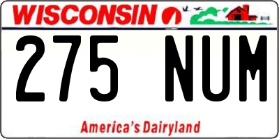WI license plate 275NUM