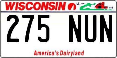 WI license plate 275NUN