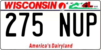 WI license plate 275NUP