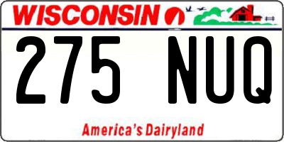 WI license plate 275NUQ