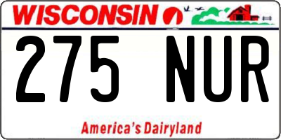 WI license plate 275NUR