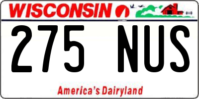 WI license plate 275NUS