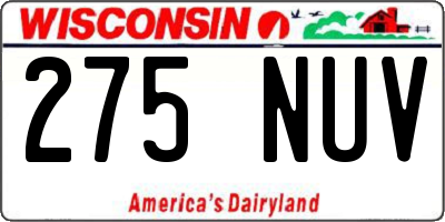 WI license plate 275NUV