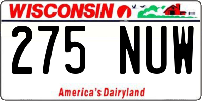 WI license plate 275NUW