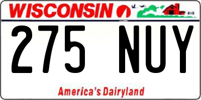 WI license plate 275NUY