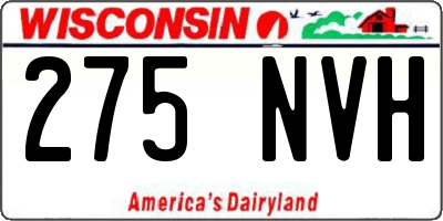 WI license plate 275NVH
