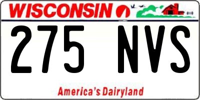 WI license plate 275NVS
