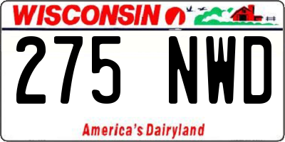 WI license plate 275NWD