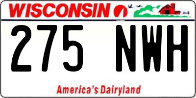 WI license plate 275NWH