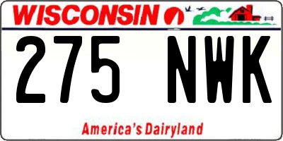 WI license plate 275NWK