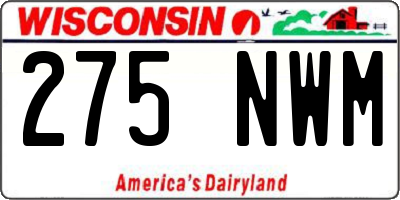 WI license plate 275NWM