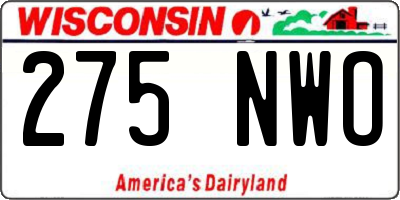 WI license plate 275NWO