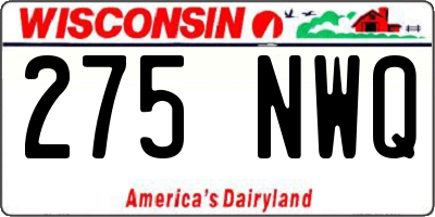 WI license plate 275NWQ