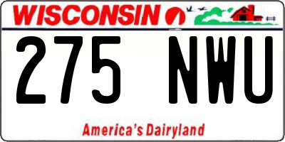 WI license plate 275NWU