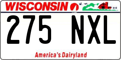 WI license plate 275NXL