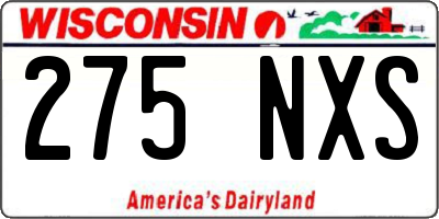 WI license plate 275NXS