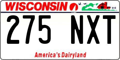 WI license plate 275NXT