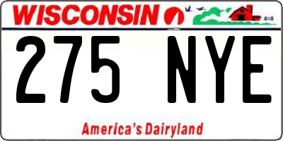 WI license plate 275NYE