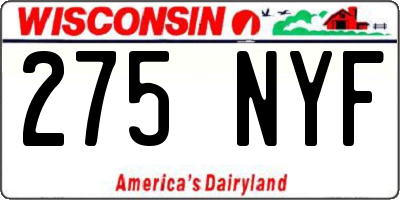 WI license plate 275NYF