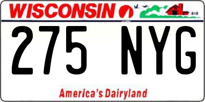WI license plate 275NYG