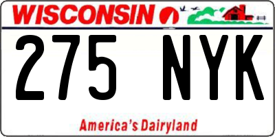WI license plate 275NYK