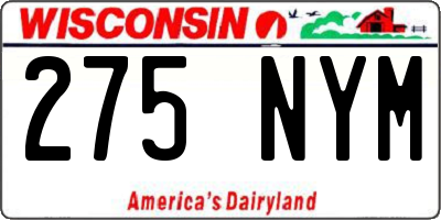 WI license plate 275NYM