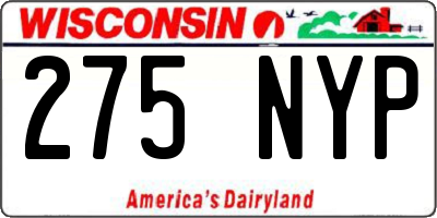 WI license plate 275NYP