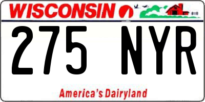 WI license plate 275NYR