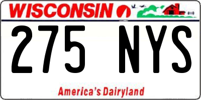 WI license plate 275NYS