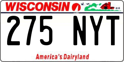 WI license plate 275NYT