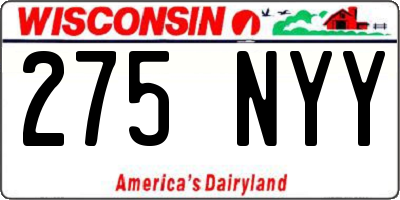 WI license plate 275NYY
