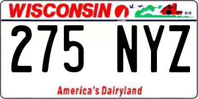 WI license plate 275NYZ