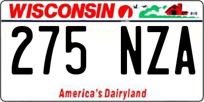 WI license plate 275NZA