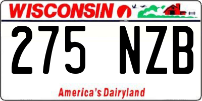 WI license plate 275NZB