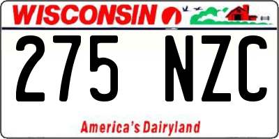 WI license plate 275NZC