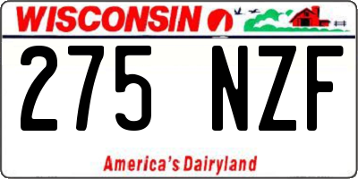 WI license plate 275NZF