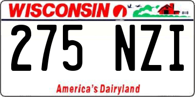 WI license plate 275NZI