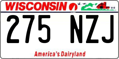 WI license plate 275NZJ