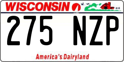 WI license plate 275NZP