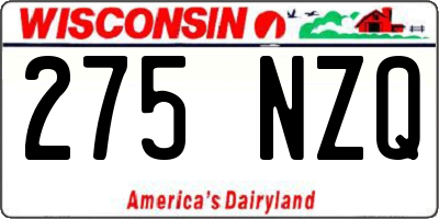 WI license plate 275NZQ