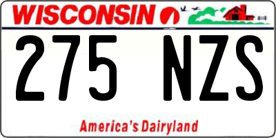 WI license plate 275NZS