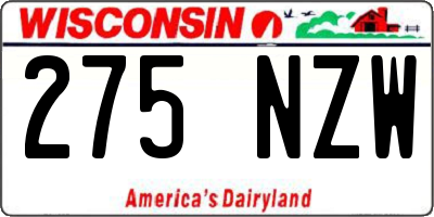 WI license plate 275NZW