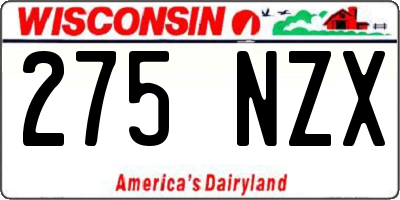 WI license plate 275NZX