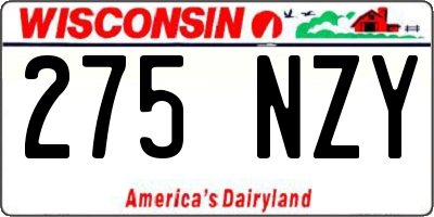 WI license plate 275NZY
