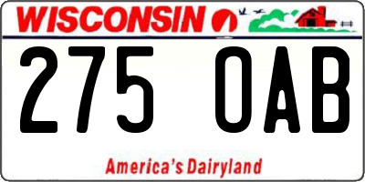WI license plate 275OAB